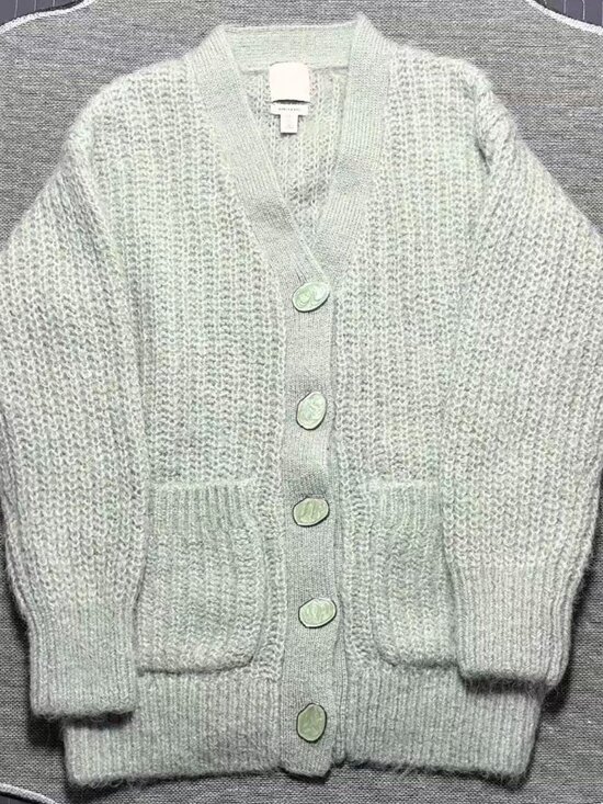 H&M Sweaters - H&M Alpaca Wool Cardigan – Size S, Light Green – Cozy & Versatile 🍃🧶